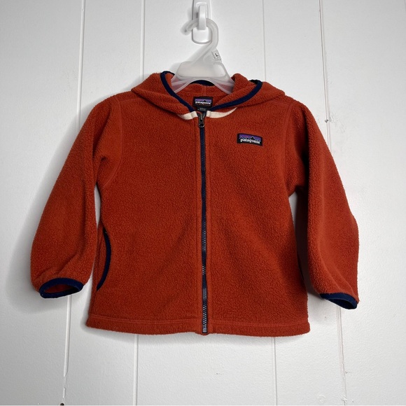 Patagonia Baby Synchilla® Cardigan Style # 60092 Hooded Full Zip Rust Size 2T - Picture 1 of 12